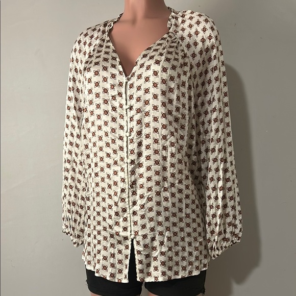 Lane Bryant Floral Button Down Blouse Plus Size 14/16 Top Long Balloonsleeve NWT - Picture 2 of 14